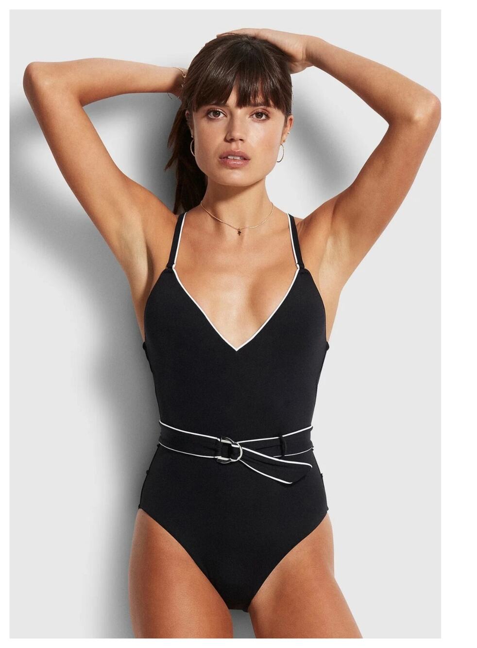 NEW Seafolly Active Piped One-Piece Swimsuit Size US/12